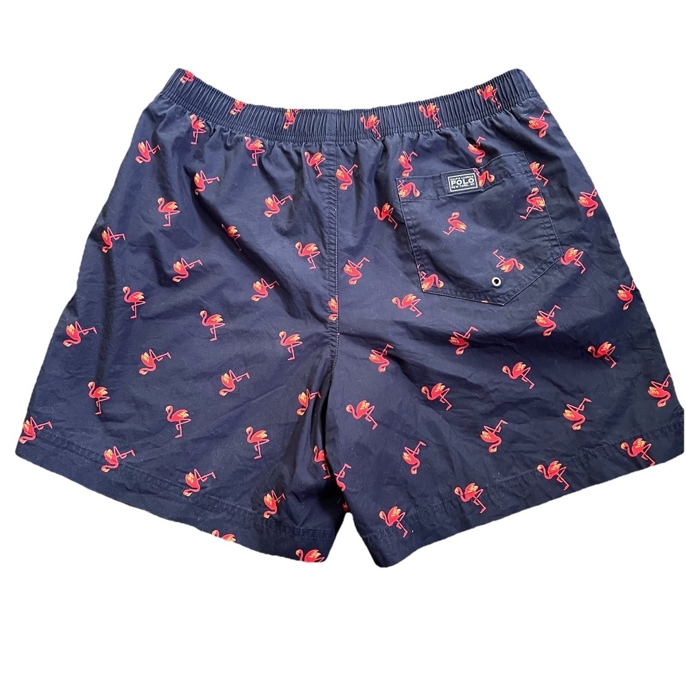 Vintage Polo Sport Ralph Lauren All Over Print Swim Flamingo‎ Swim Trunks M Logo